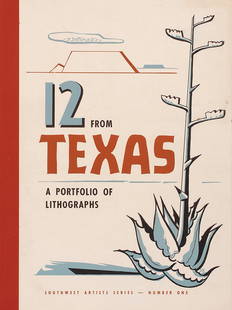 Artist Print Portfolio, 12 From Texas; Southwest: Bywaters, Jerry (Am. 1906-1989) Artist Print Portfolio, 12 From Texas; Southwest Artists Series - Number One; SMU Press, c. 1952; Ed. 358/525 portfolio of prints & text