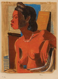 Portrait, Bust: Kinzinger, Edmund D. (Am. 1888-1963) Portrait, Bust pastel on paper 17 x 14 unsigned