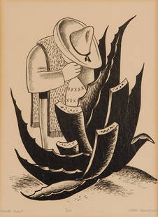 Maguey Plant, Ed. 7/50: Bywaters, Jerry (Am. 1906-1989) Maguey Plant, Ed. 7/50 lithograph 10 1/2 x 7 1/2 SLR: Jerry Bywaters