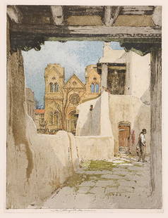 La Fonda Inn, Santa Fe, NM: Kasimir, Luigi Austrian/Am. 1881-1962) La Fonda Inn, Santa Fe, NM color etching 13 3/4 x 10 1/4 SLM: Luigi Kasimir