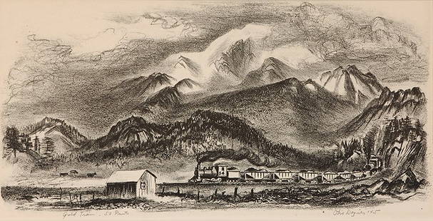 Gold Train, 50 Prints, 1945: Dozier, Otis (Am. 1904-1987) Gold Train, 50 Prints, 1945 lithograph 8 x 15 SLR: Otis Dozier '45