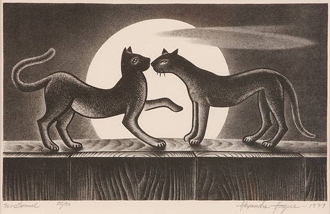 Nocturnal; Ed. 50/50, 1939: Hogue, Alexandre (Am. 1898-1994) Nocturnal; Ed. 50/50, 1939 lithograph 8 1/2 x 13 3/4 SLR: Alexandre Hogue