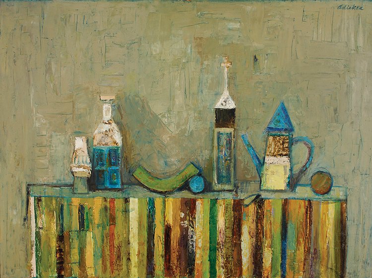 Tableau, 1962: Adickes, David (Am. 1927-) Tableau, 1962 oil on masonite 30 x 40 SUR: Adickes This painting was exhibited at: Austin Art Seen: Circa 1961 at the Austin Museum of Art, Laguna Gloria, Oct. 3 2006 – Se