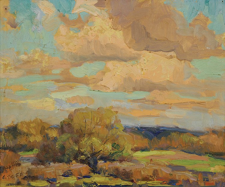 Landscape: Goff, Lloyd (Am. 1908-1982) Landscape oil on canvasboard 10 x 12 SLL: L Goff