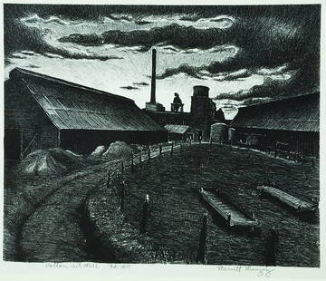 Cotton ail Mill, ed. 40: Mauzey, Merritt (Am. 1897-1973) Cotton ail Mill, ed. 40 lithograph 9 1/2 x 11 3/4 SLR: Merritt Mauzey