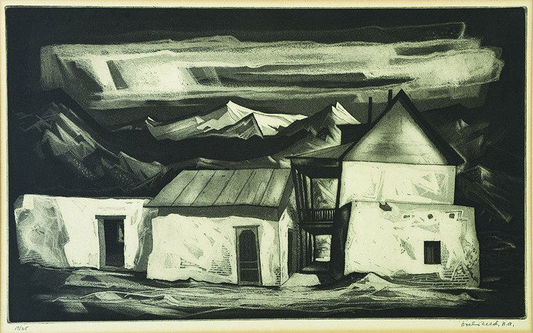 Village; Ed. 13/25: Reed, Doel (Am. 1895-1985) Village; Ed. 13/25 aquatint/etchin 11 1/2 x 18 SLR: doel Reed