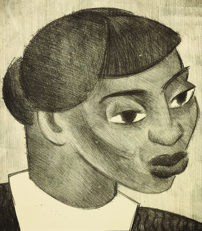 Portrait of Woman: Blackshear, Kathleen (Am. 1897-1988) Portrait of Woman charcoal on paper 10 1/2 x 9 1/4