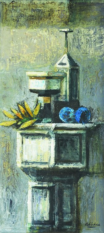 Still Life with Leaves: Adickes, David (Am. 1927-) Still Life with Leaves oil on masonite 30 x 13 1/4 SLR: Adickes This painting was once in the Mr. & Mrs. O'Neal Ford Collection, San Antonio, TX. Ford was a famous Texas arc