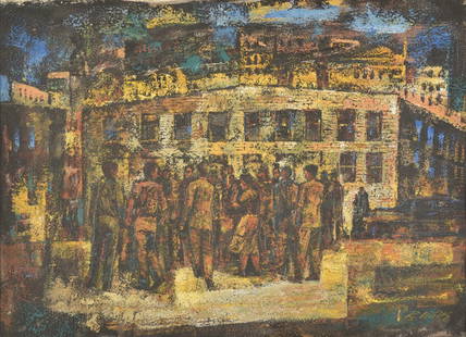 Ralph White, Incident on 5th, The Fire at TH Williams,: ... in 1951, watercolor on paper; 24 x 36 inches, signed lower right: Emily Guthrie Smith