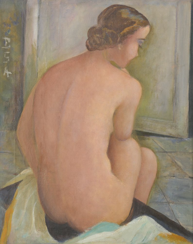 Beulah Ayars, Nude, oil on canvas: 16 x 20 inches, signed upper left: BSA