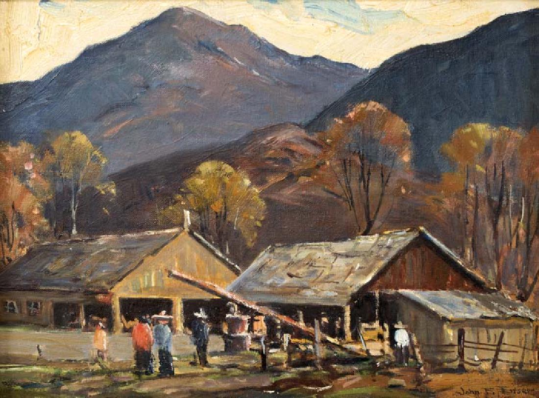 John Enser, Stables in Autumn , oil on canvasboard: 12 x 16, signed lower right: John F. Enser