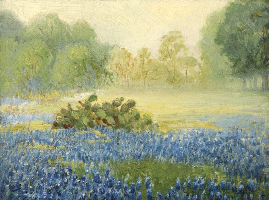 Lou-Ellen Chattin, Bluebonnets, oil on board: 9 x 12