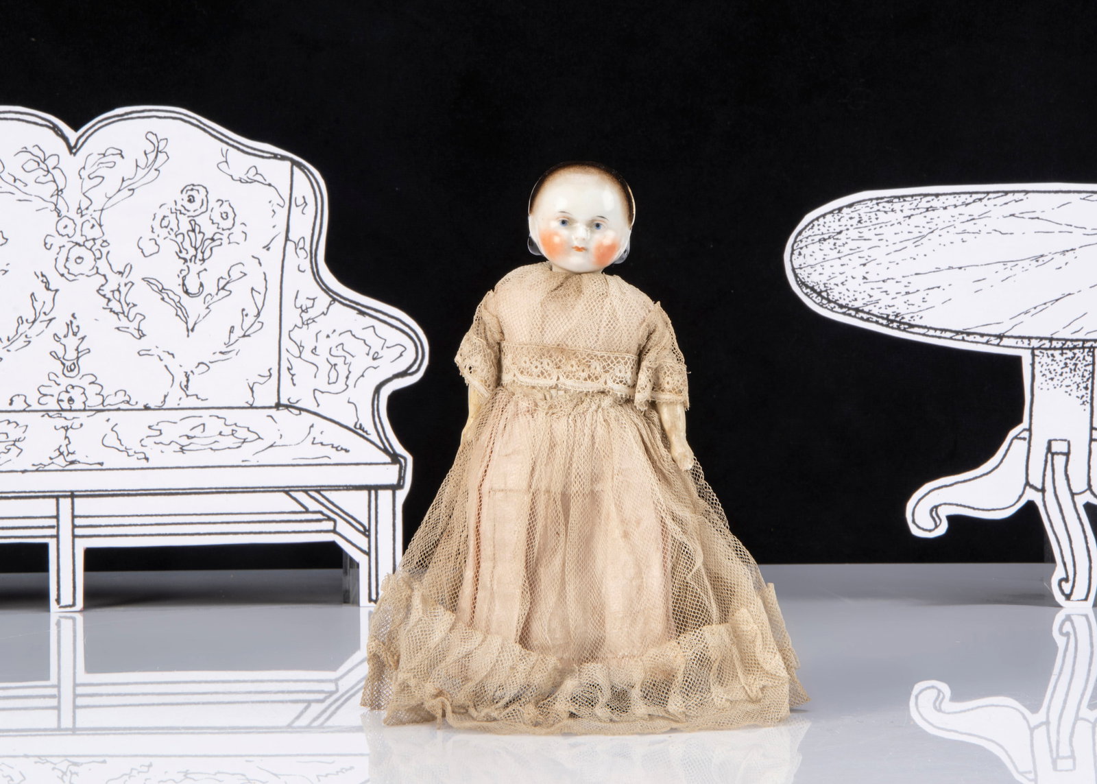 A small early A.W. Fr Kister china headed young girl doll on taufling body (1 of 4)