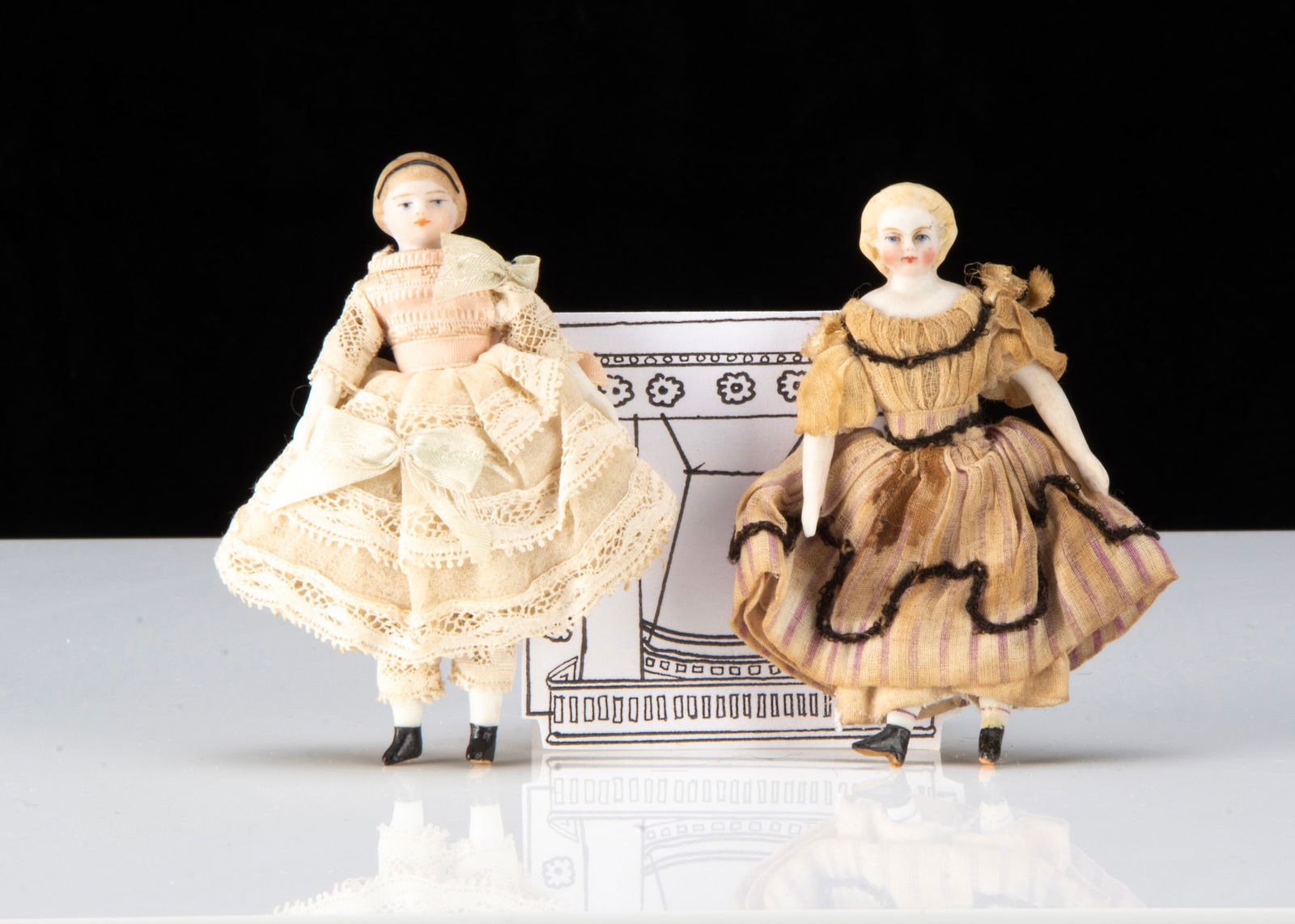 Two 19th century bisque shoulder head dolls’ house dolls, (1 of 1)