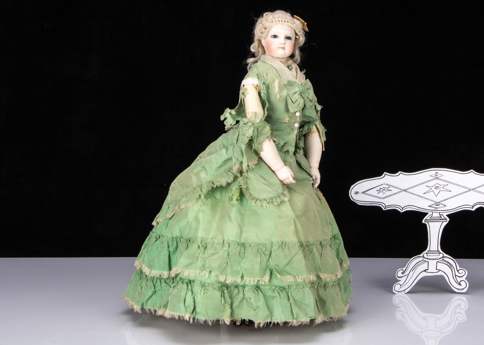 A fine mid 19th century French fashionable doll, (1 of 7)