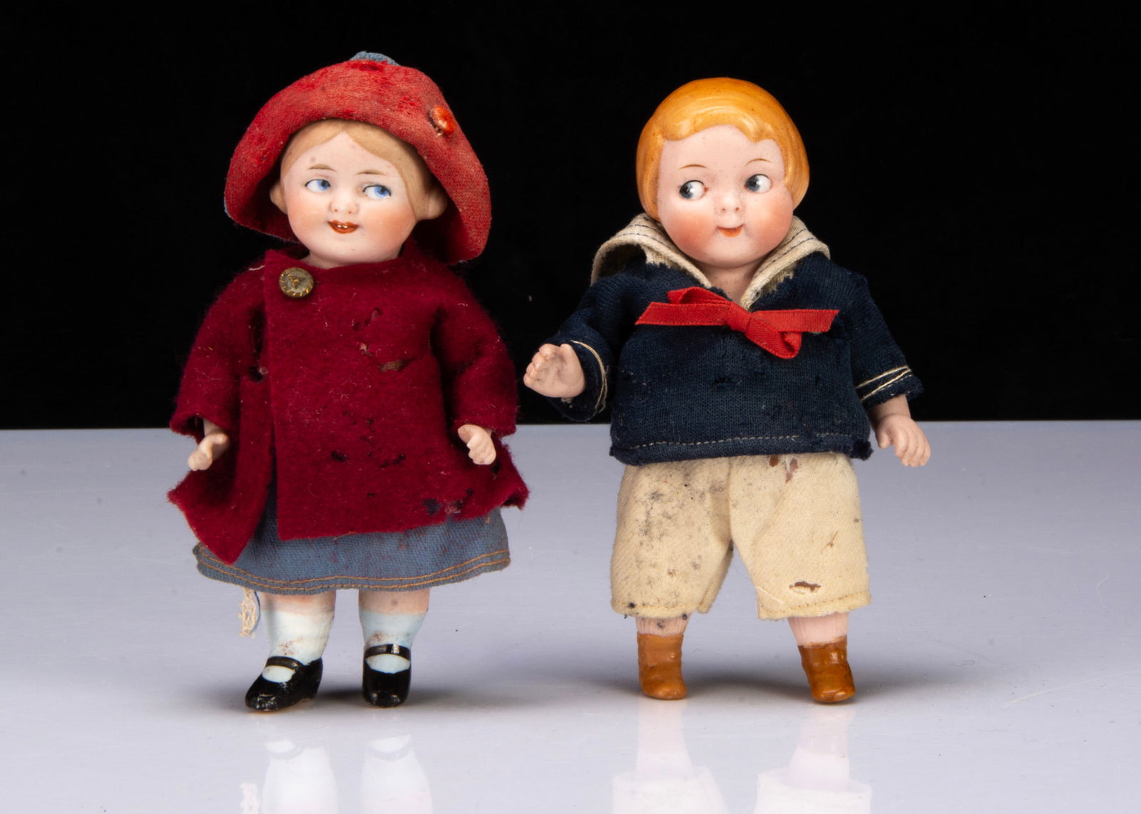 Two small all-bisque googly eyed dolls, (1 of 1)