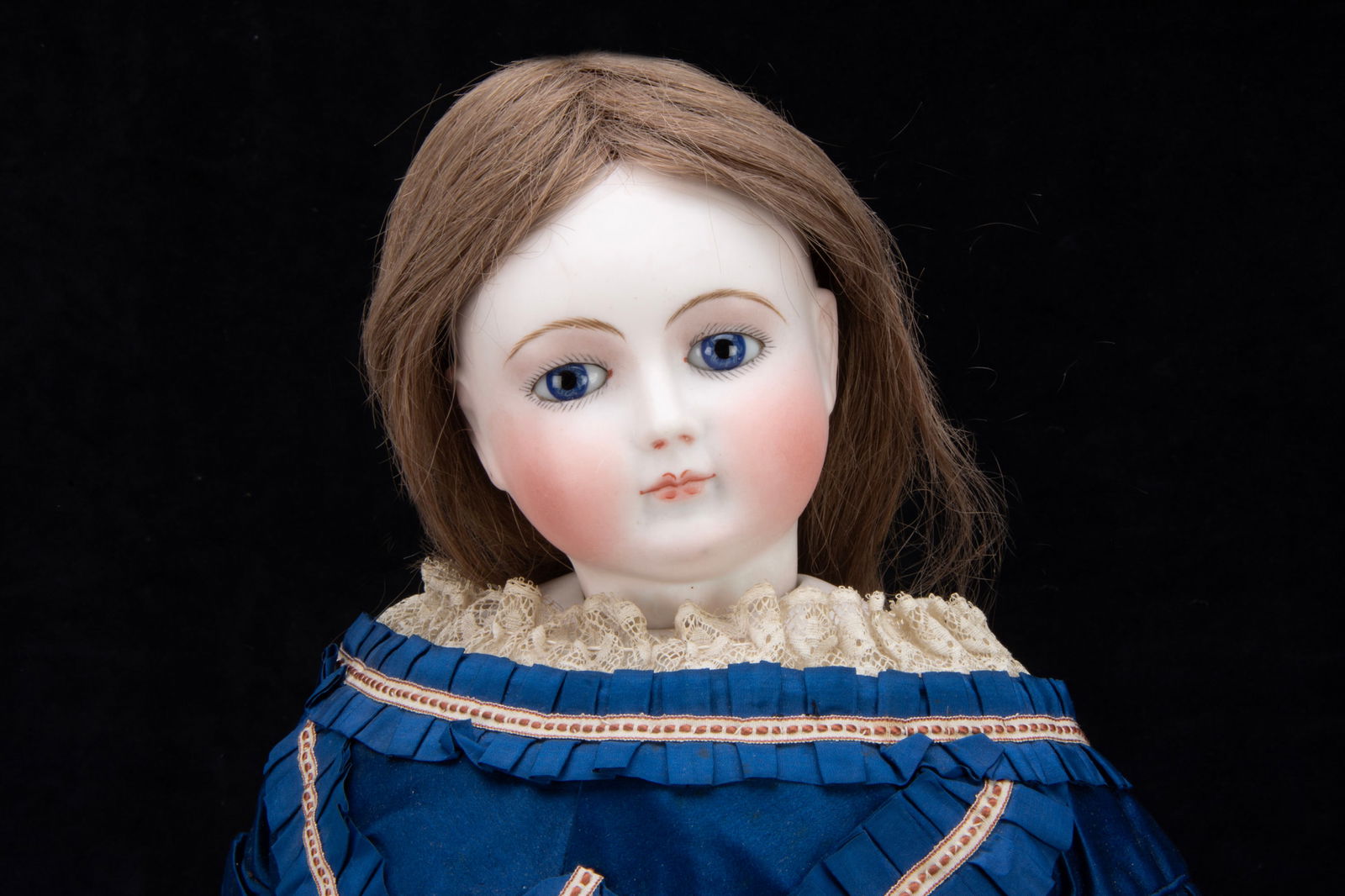 A large late 19th century French pressed bisque swivel-head fashionable doll, (1 of 2)