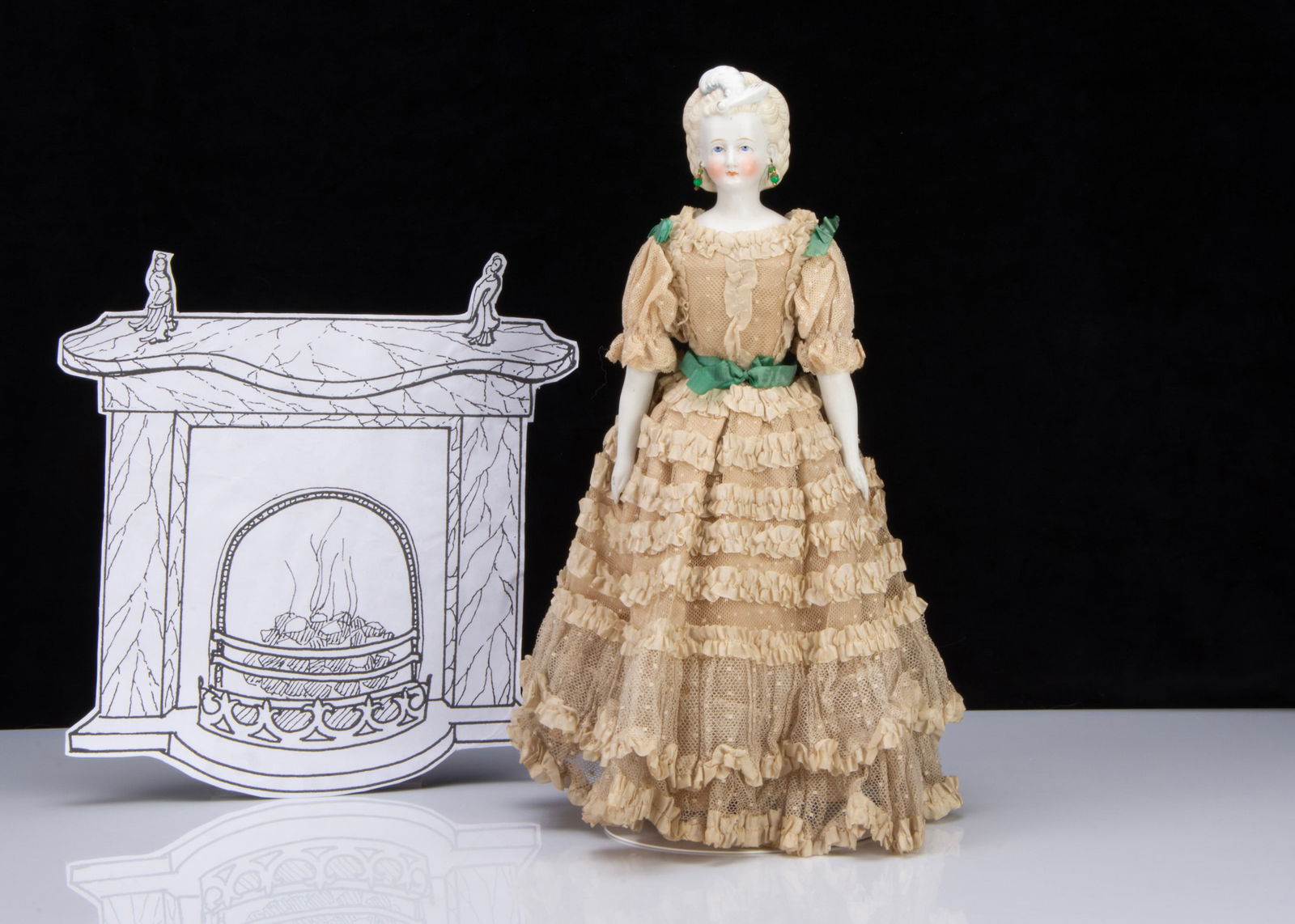 A German bisque shoulder head lady doll with elaborate hair, (1 of 3)