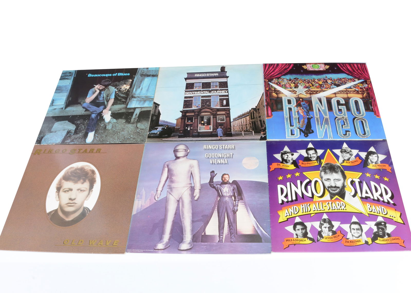 Ringo Starr LPs,: Ringo Starr LPs, twelve albums comprising Beaucoups Of Blues, Sentimental Journey, Ringo, Old Wave, Ringo Starr and his All Star Band, Goodnight Vienna, Blast From Your Past, Bad Boy, Ringo the 4th, R