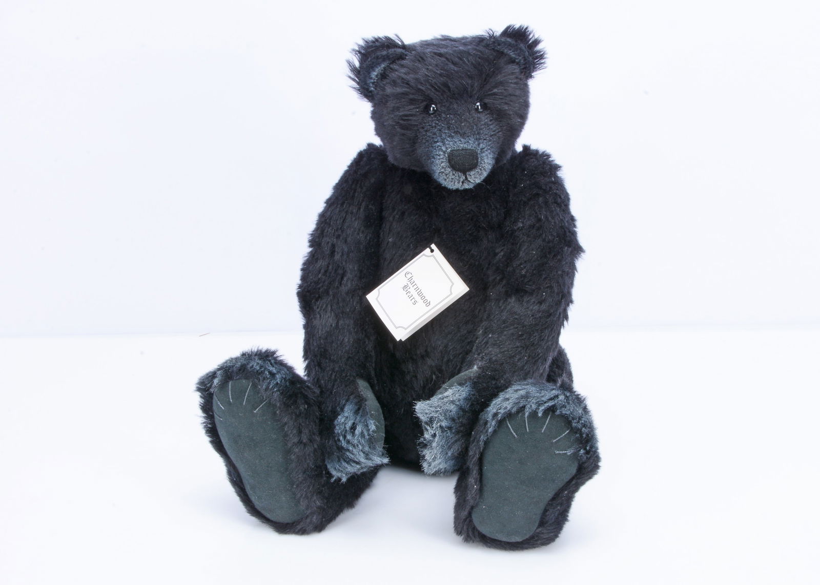 A Charnwood Bears Cosimo teddy bear by Frank Webster,: A Charnwood Bears Cosimo teddy bear by Frank Webster, 4 of 15, black mohair with painted grey detailing to muzzle and pad tips, card certificate —19in. (48.5cm.) high