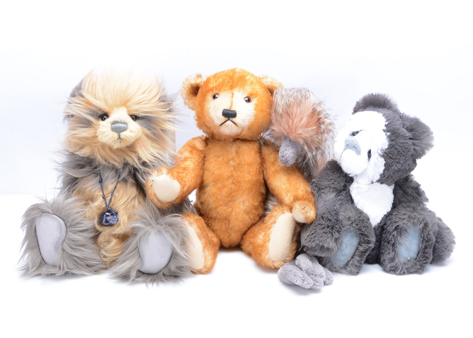 A Steiff yellow tag classic 1928 Petsy replica teddy bear,: A Steiff yellow tag classic 1928 Petsy replica teddy bear, with golden tipped blonde mohair —17in. (43cm.) high; a Charlie Bears, Charlie Hug No 6 Plumo bear, for the year 2014, designed by Isab