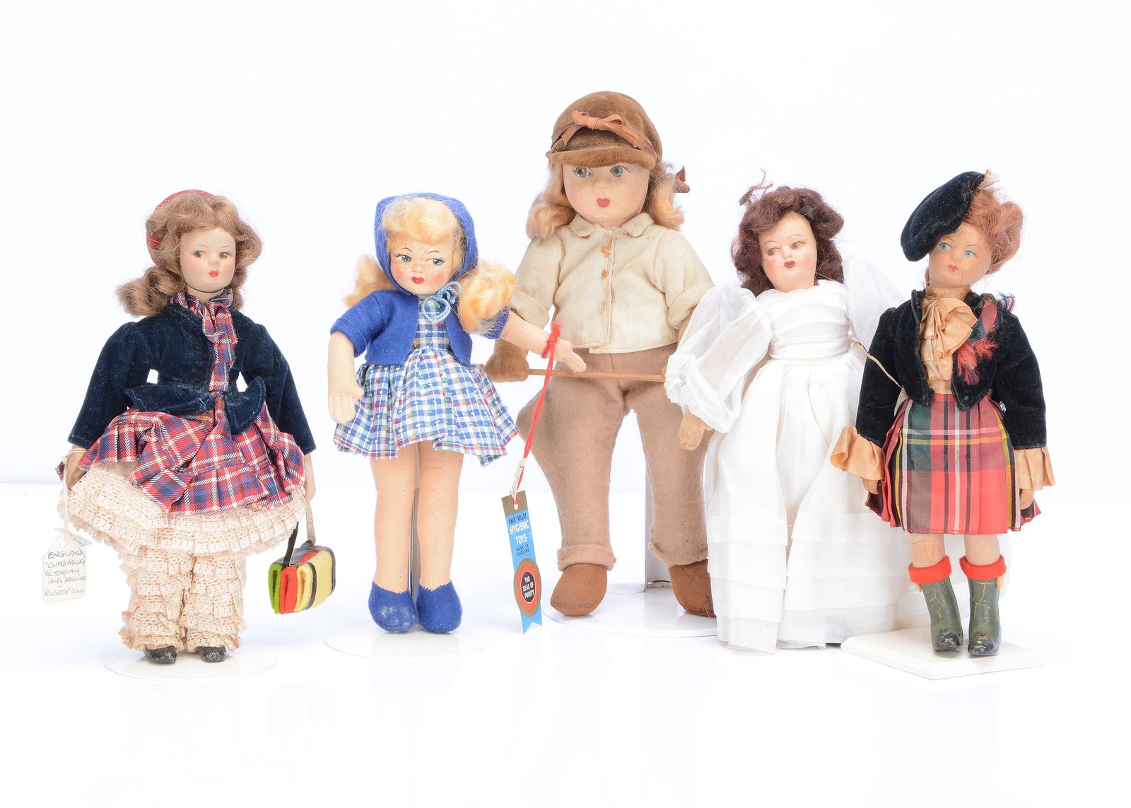 Five small Chad Valley dolls, (1 of 1)