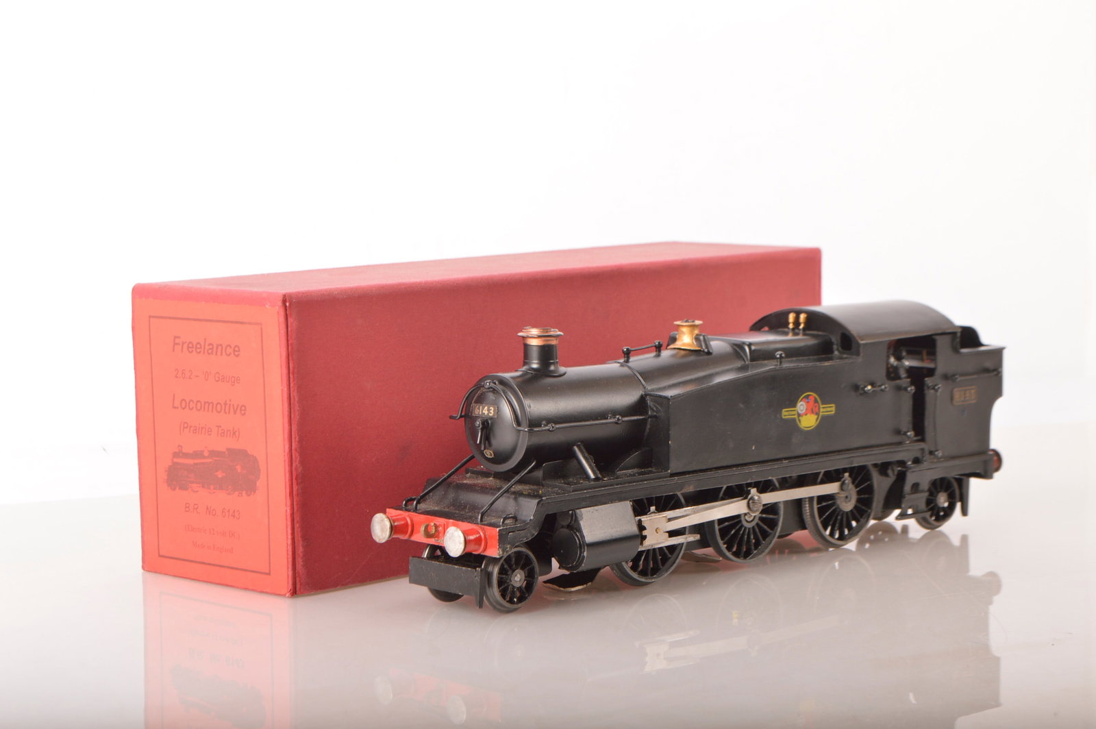 Kit/scratch built 0 Gauge course scale 2-6-2 BR black Prairie Tank Loco,: Kit/scratch built 0 Gauge course scale 2-6-2 BR black Prairie Tank Loco, No.6143, 3-rail electric, fitted with a can motor with modern pick-ups, G