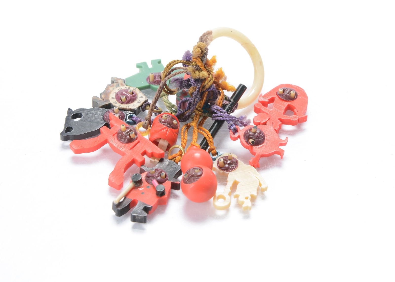 A Japanese plastic teething ring with twelve plastic Kobi toy charms, (1 of 1)