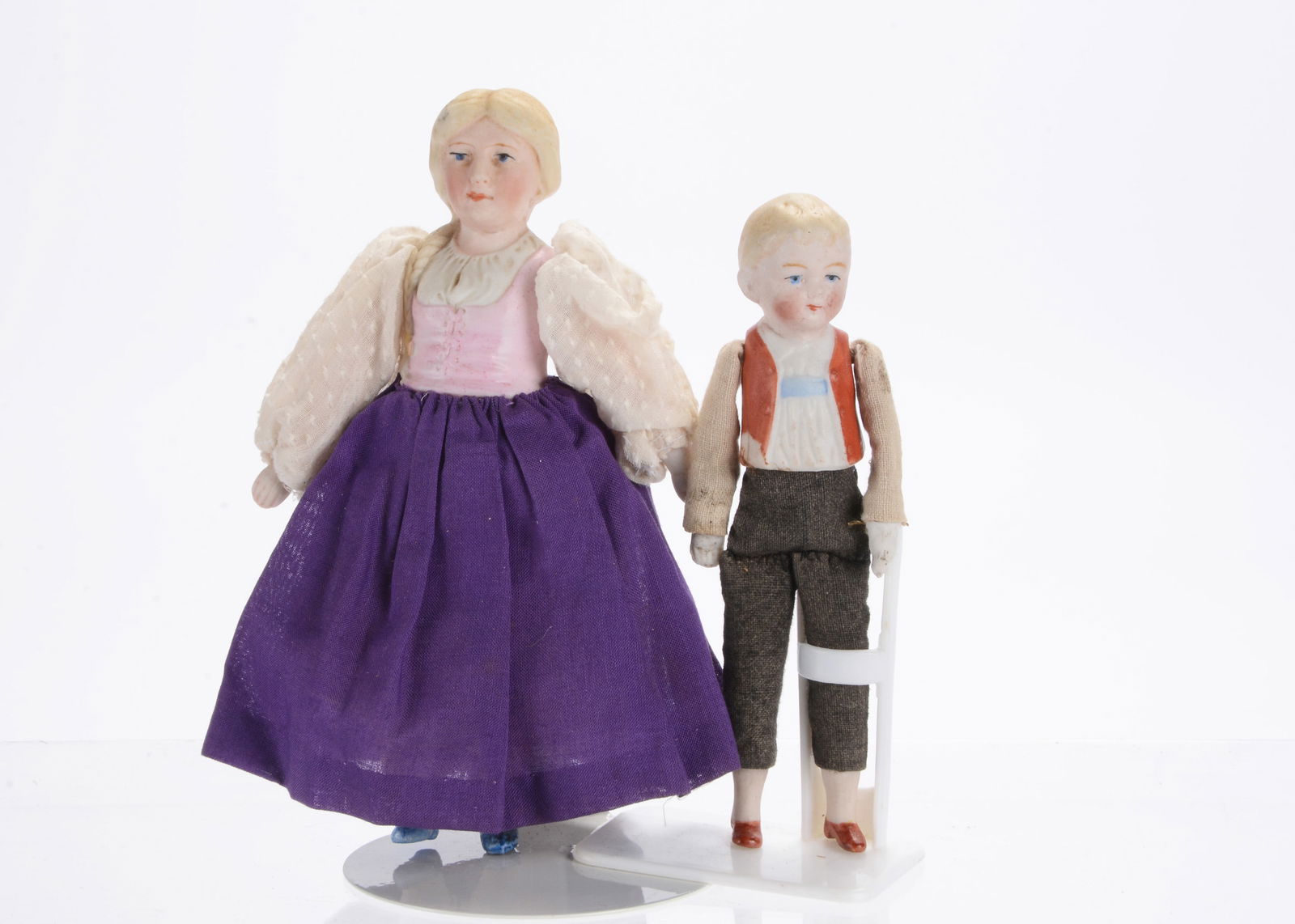 A Hertwig bisque half-doll girl and boy larger scale dolls’ house doll, (1 of 1)