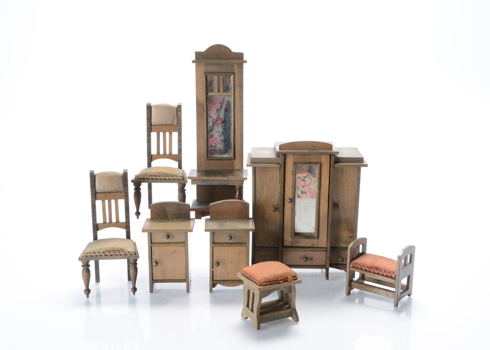 German greenish/grey stained dolls’ house wooden furniture, (1 of 1)