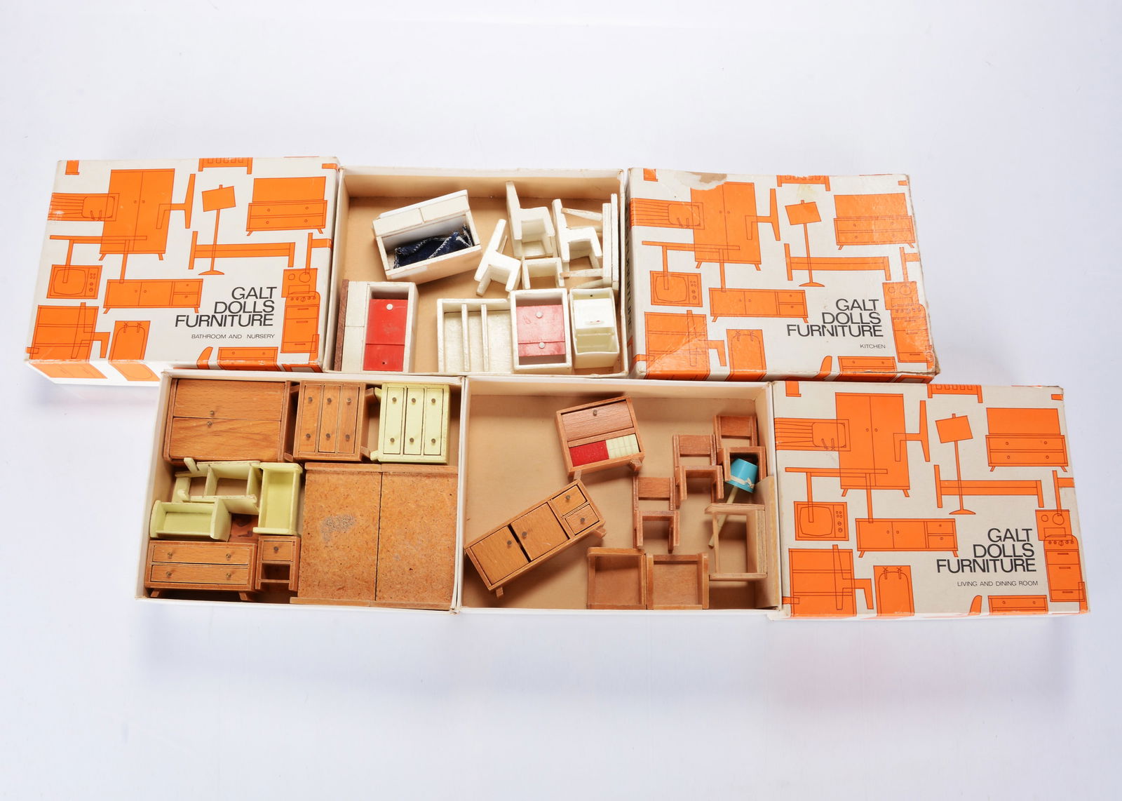 Three boxes of Galt Dolls Furniture, (1 of 1)
