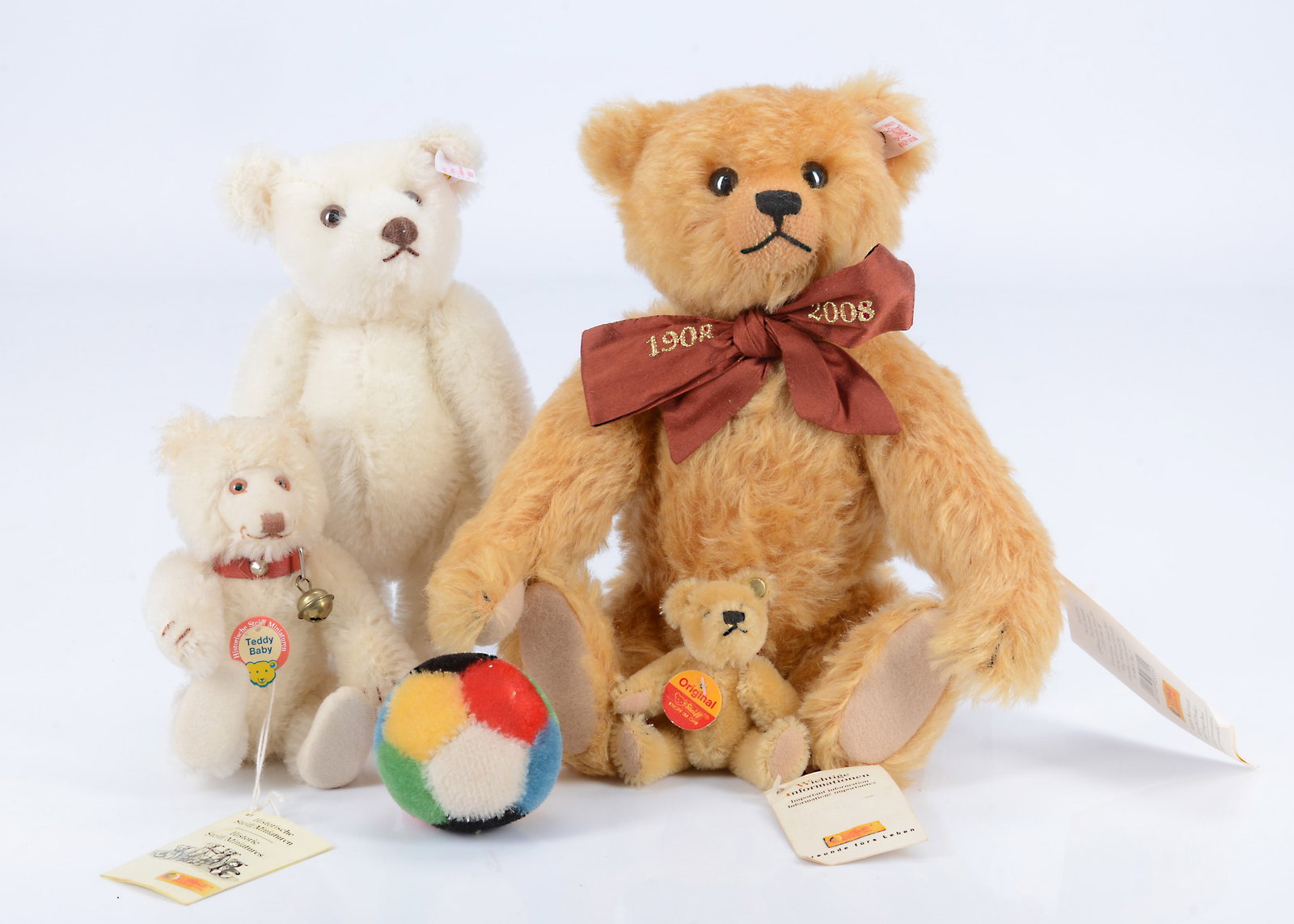 A Steiff limited edition The Exhibition Bear,: A Steiff limited edition The Exhibition Bear, 339 of 1500, made exclusively for the UK spring Fair 2003 with certificate --8 1/2in. (21.5cm.); a limited edition Paul, 2771 of 3000 with tag certificate