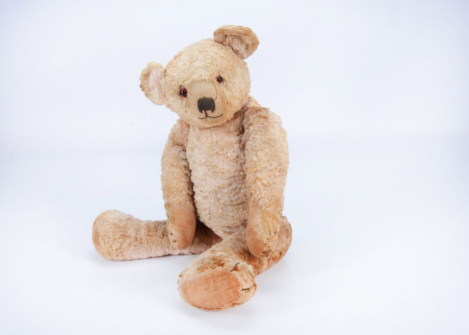 A 1930s Omega pink art silk teddy bear, (1 of 2)