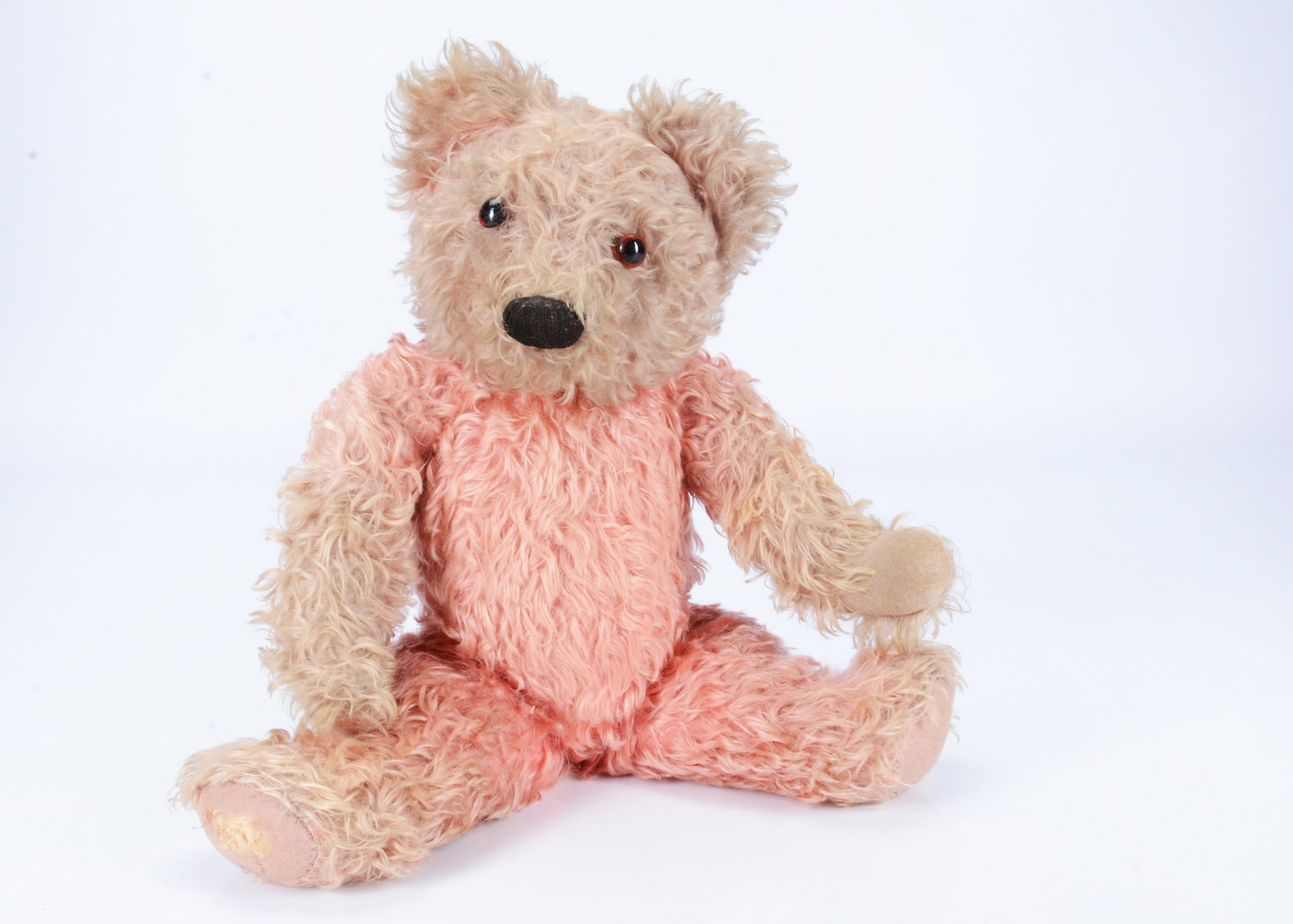 A 1930s pink mohair Chad Valley teddy bear the childhood bear of Claudia Payne, (1 of 2)