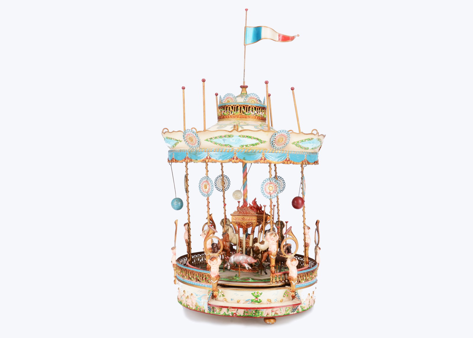 A J.P. Hartmann tinsmith artist limited edition musical carousel, circa 1980, (1 of 6)