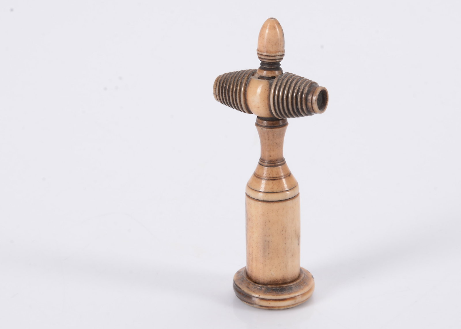 A rare 19th century bone dummy corkscrew die holder and pipe stamper, (1 of 2)