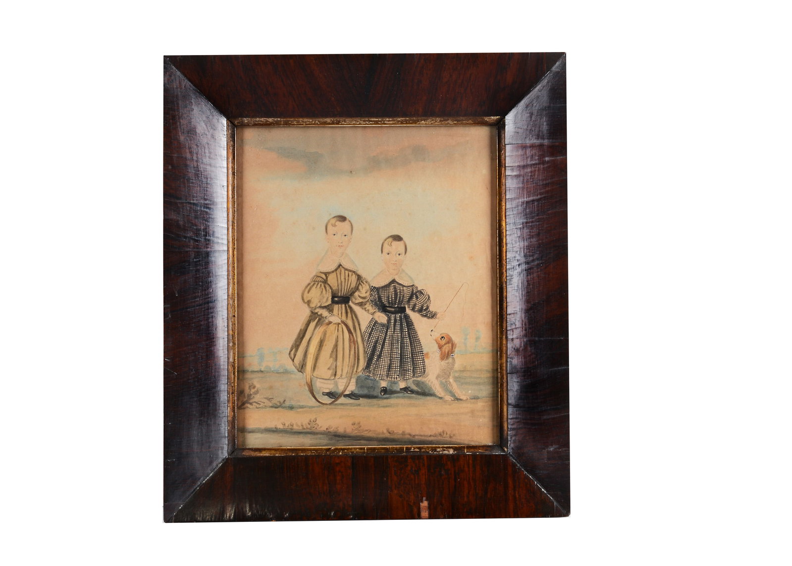 A mid 19th century English Naïve School watercolour of two brothers, (1 of 1)