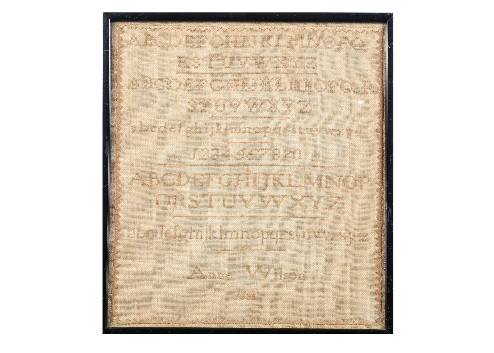 An 19th century Quaker alphabet sampler by Anne Wilson, (1 of 1)