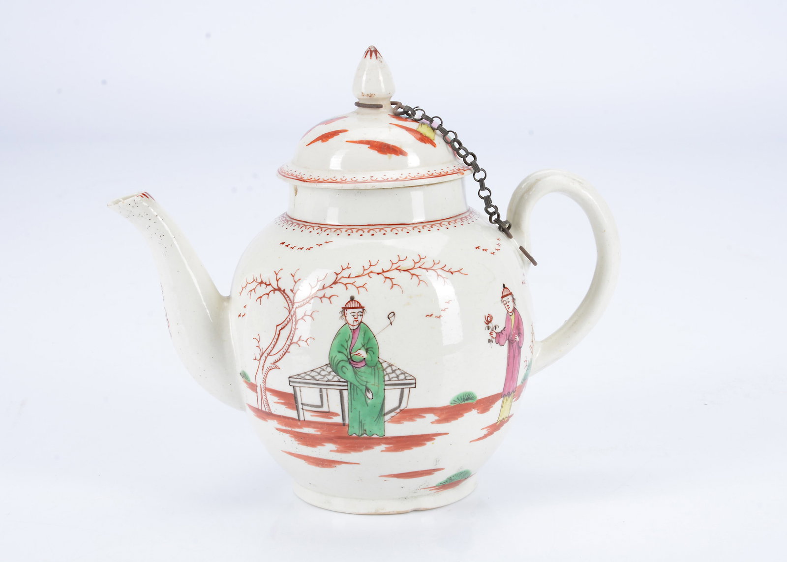 A Pennington Liverpool porcelain Chinoiserie pattern teapot and cover, circa 1770, (1 of 2)