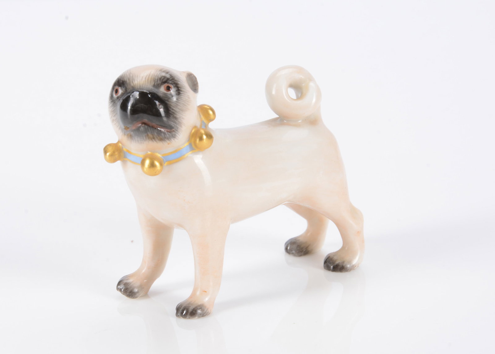 A late 19th century Meissen standing pug dog, (1 of 3)