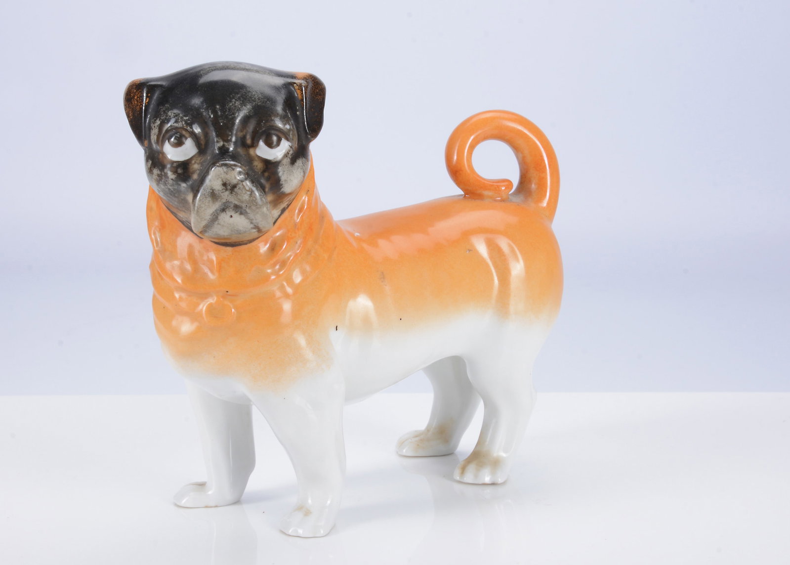 A German porcelain pug dog, circa 1900, (1 of 2)