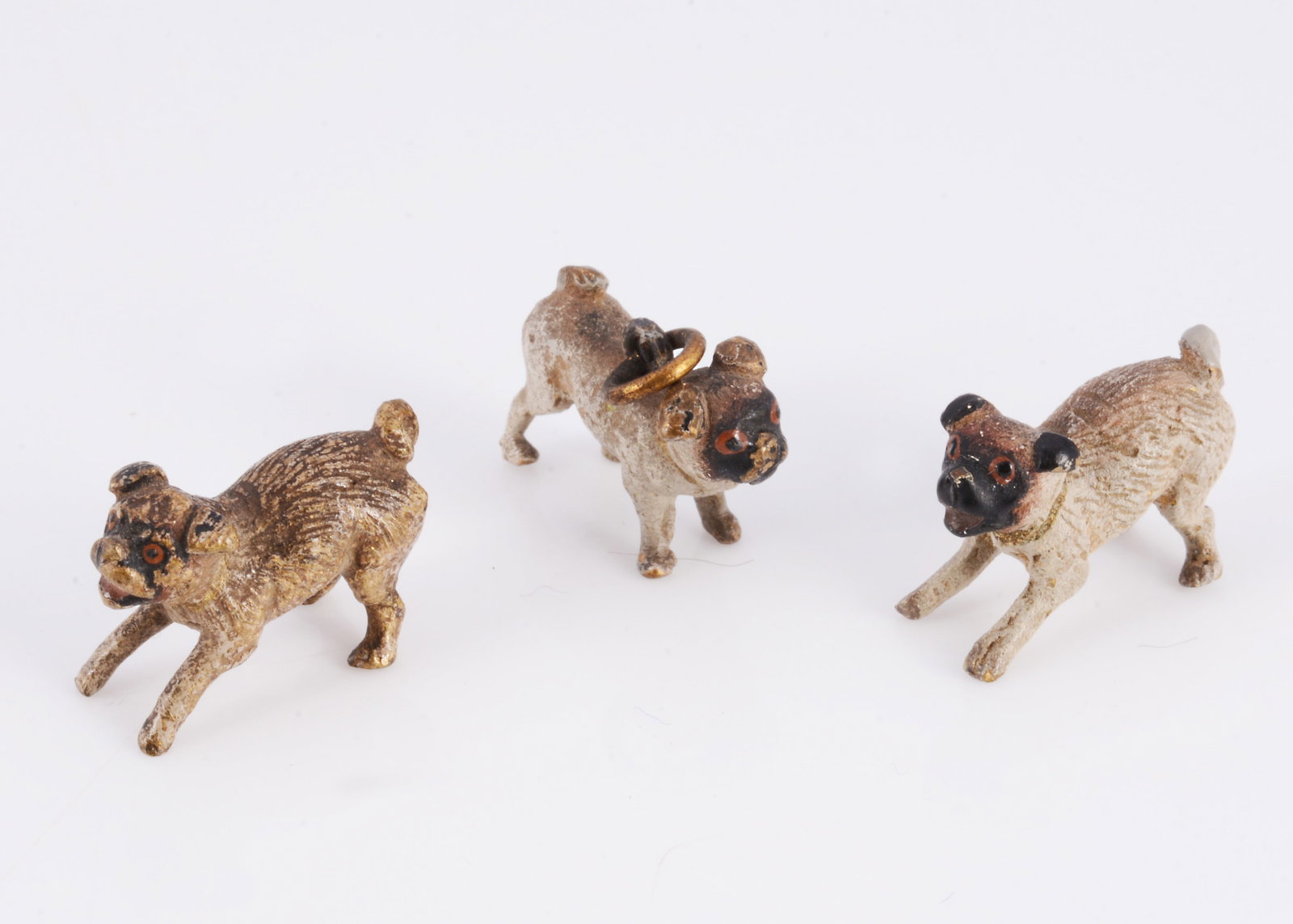 Three miniature Viennese cold painted bronze pugs, (1 of 1)