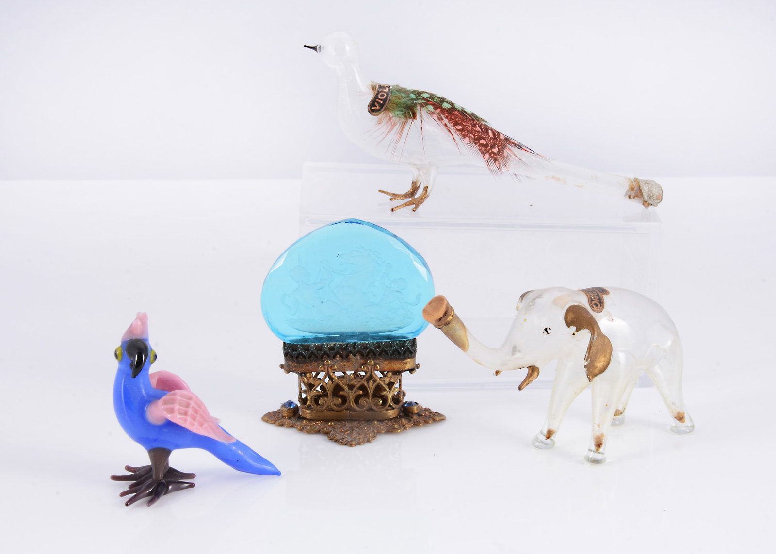 Two blown glass animal perfume bottles, (1 of 1)
