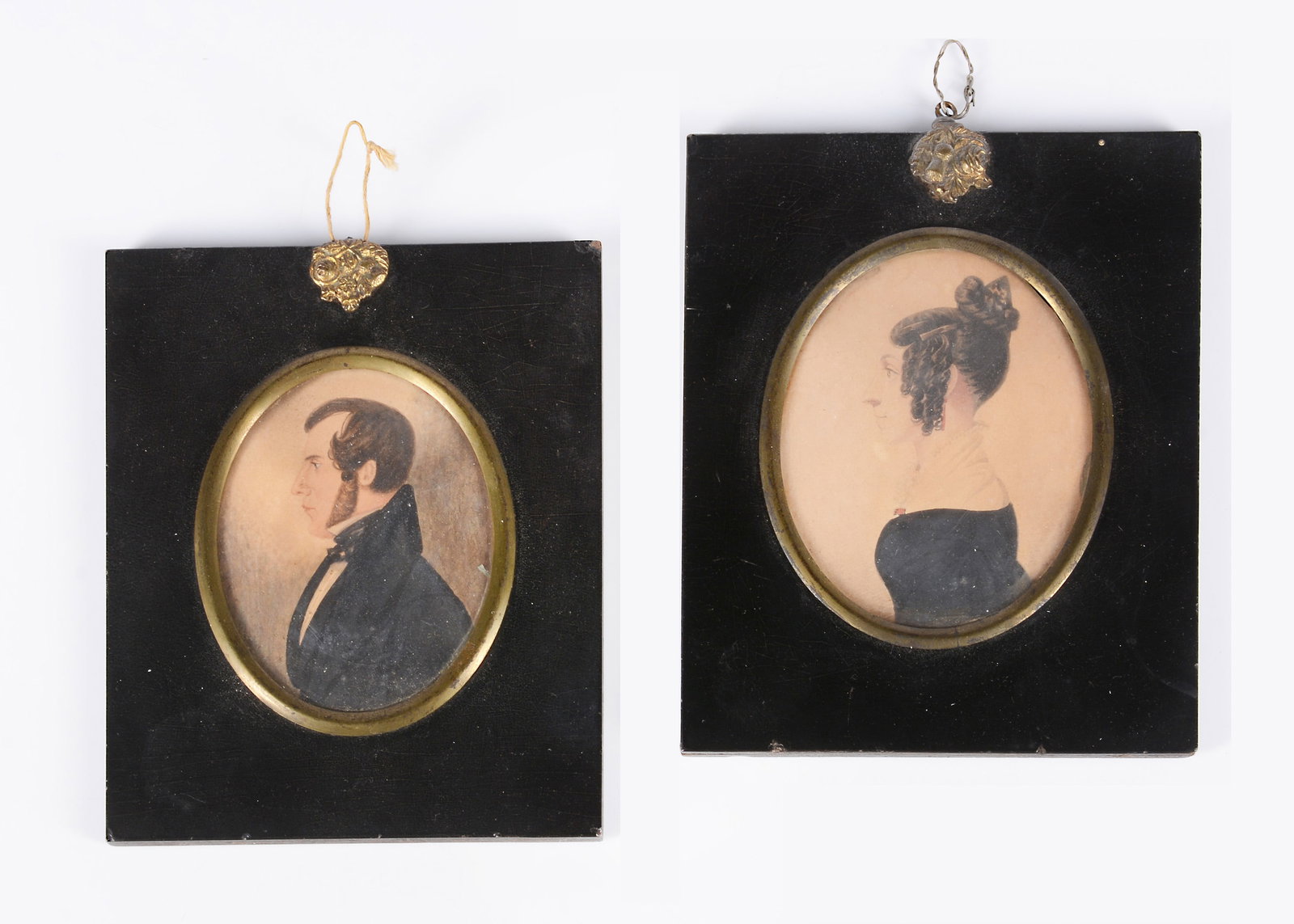 Two 19th century watercolour miniatures on paper, (1 of 2)
