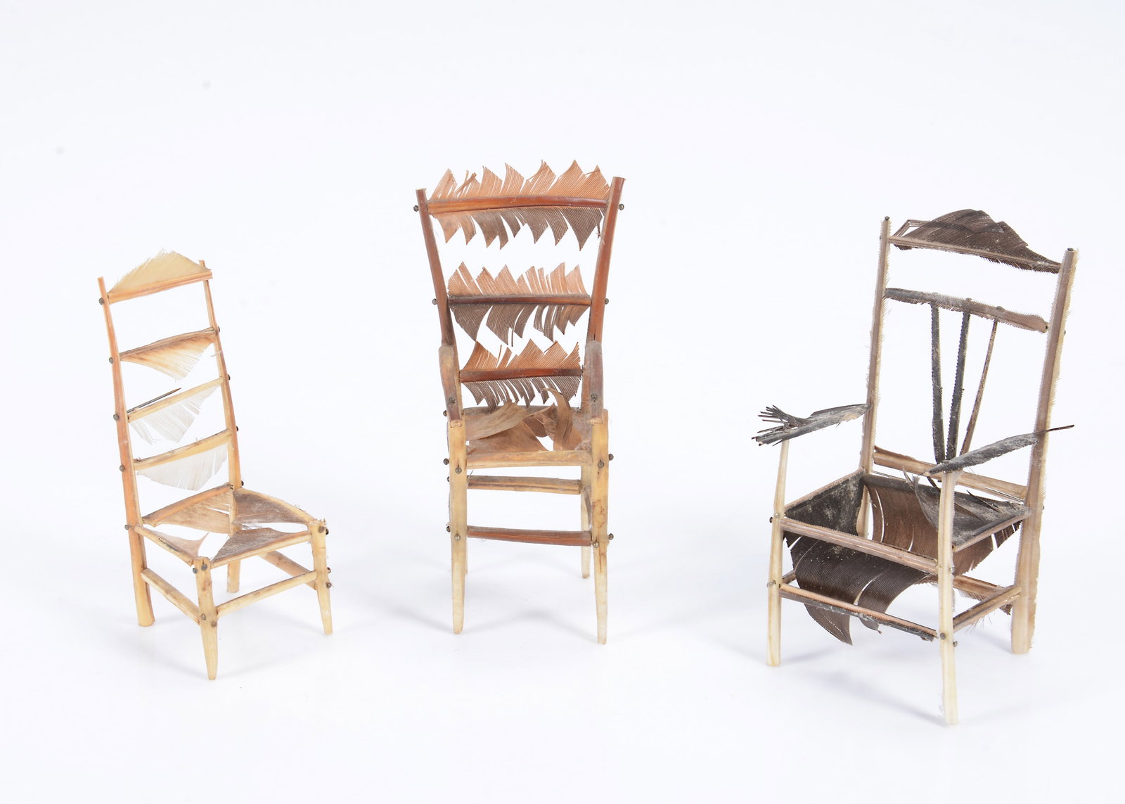 Three 19th century feather dolls’ house chairs, (1 of 1)