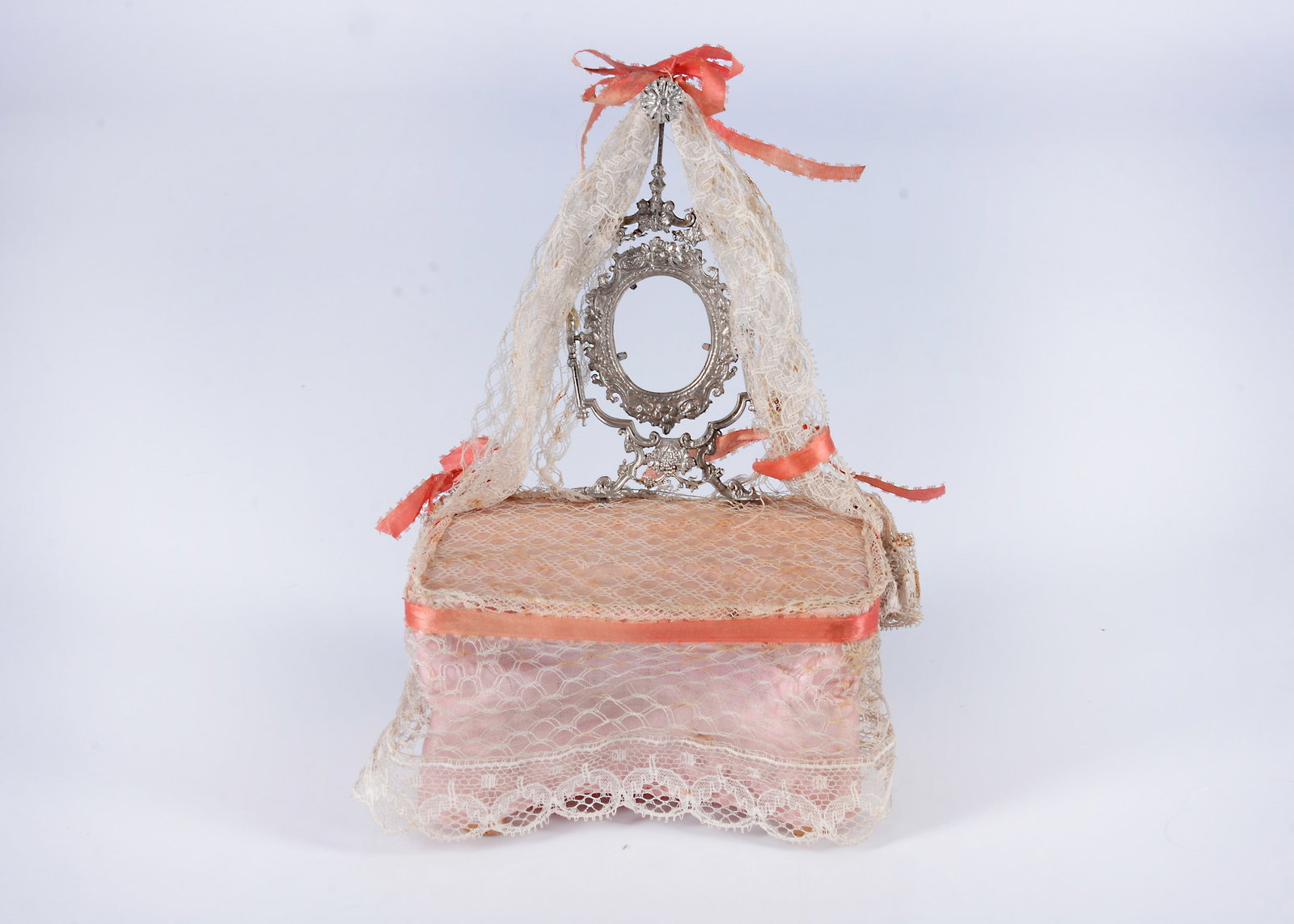 A late 19th century German soft metal and wood dolls’ house dressing table, (1 of 1)