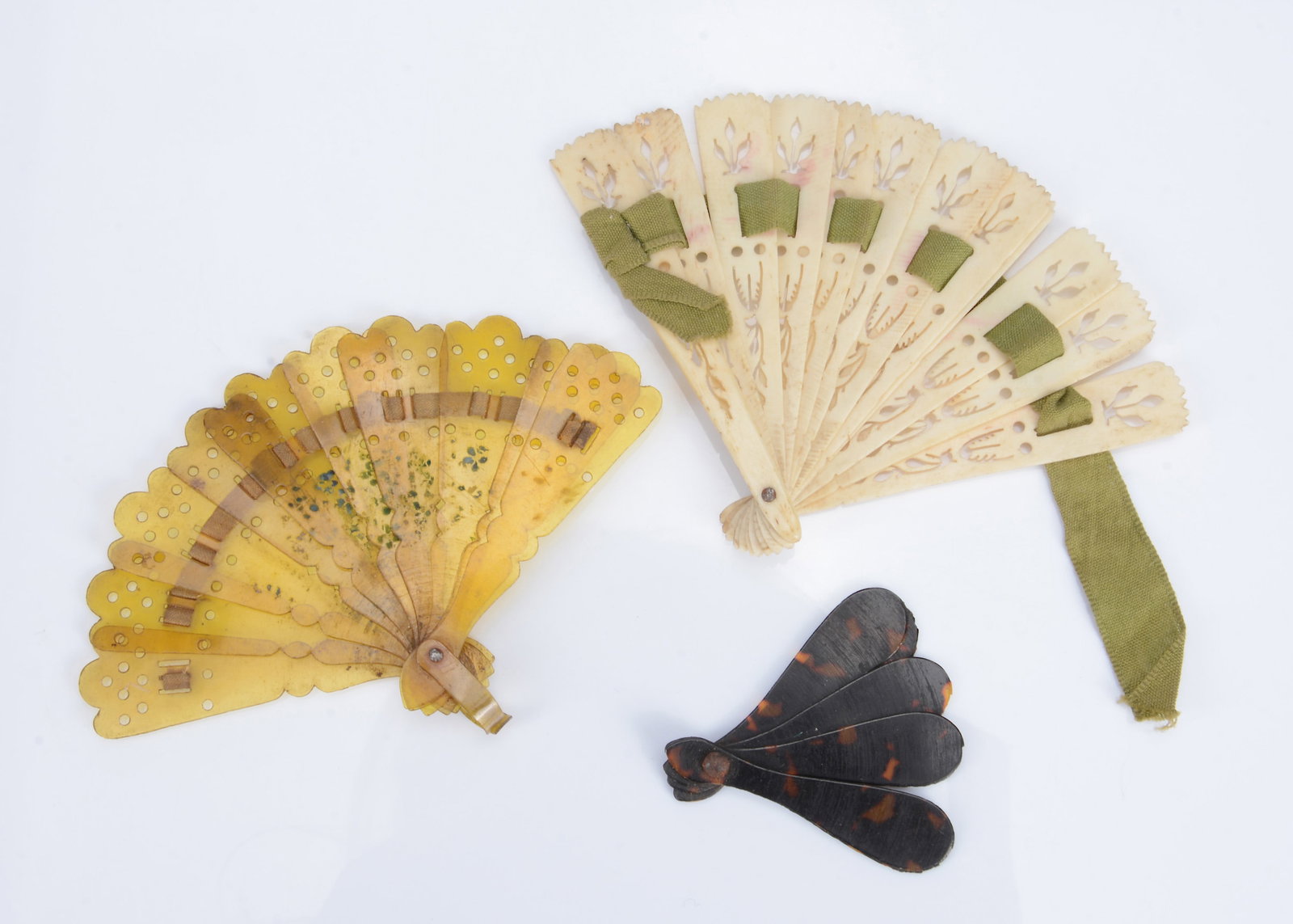 Three 19th century doll's fans, (1 of 1)
