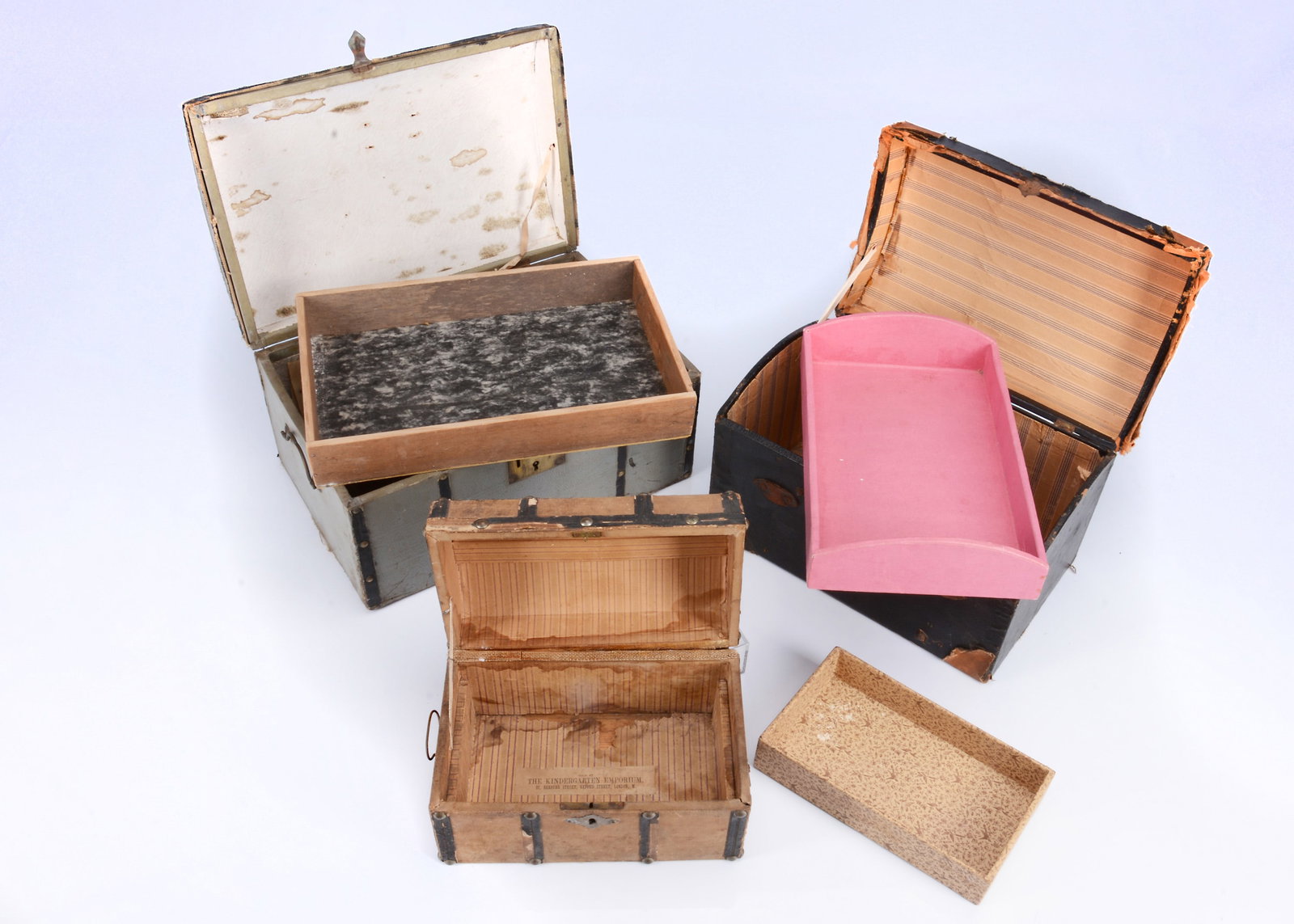 Three 19th century domed doll's trunks, (1 of 3)