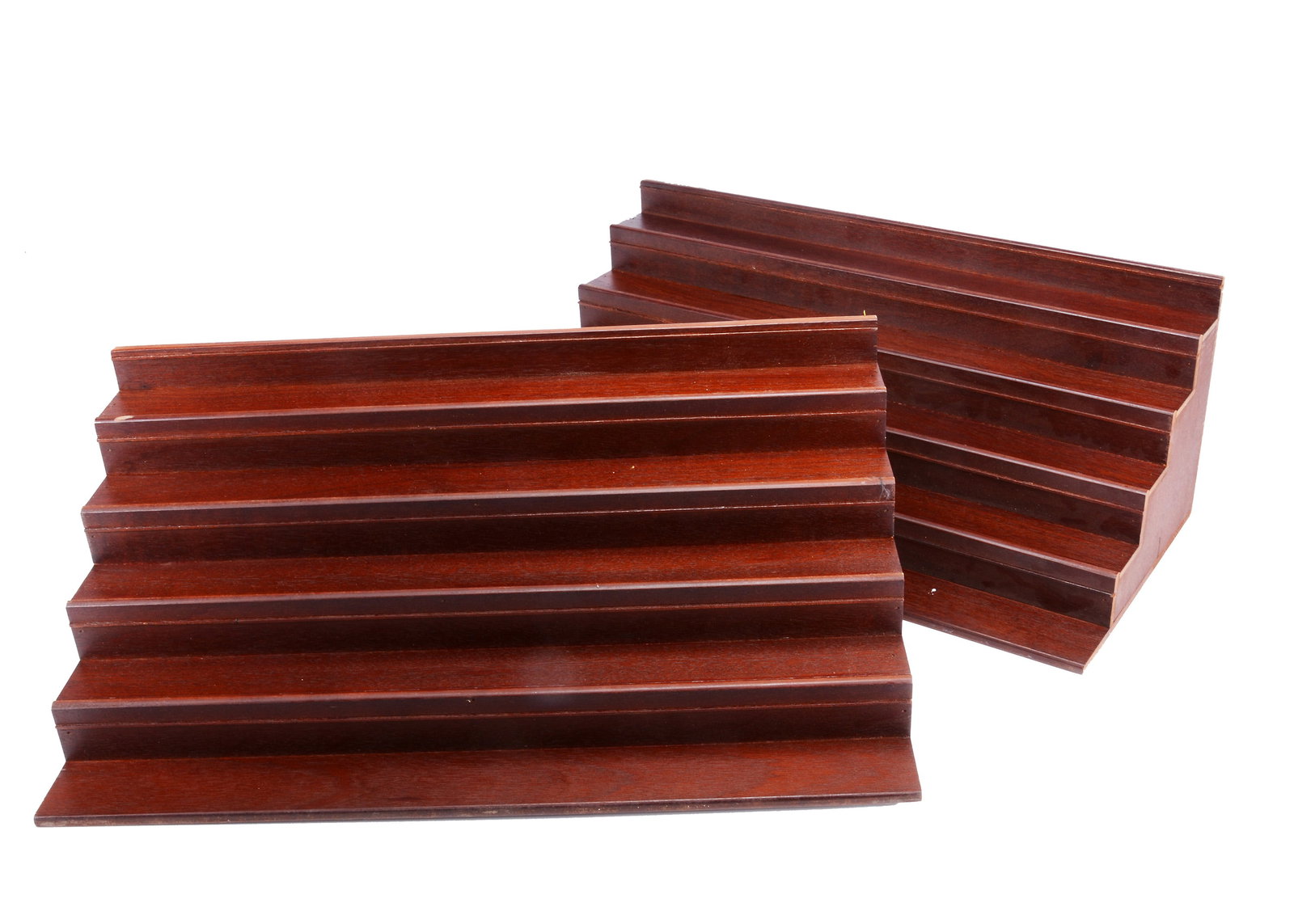 Two wooden stepped display stands, (1 of 1)