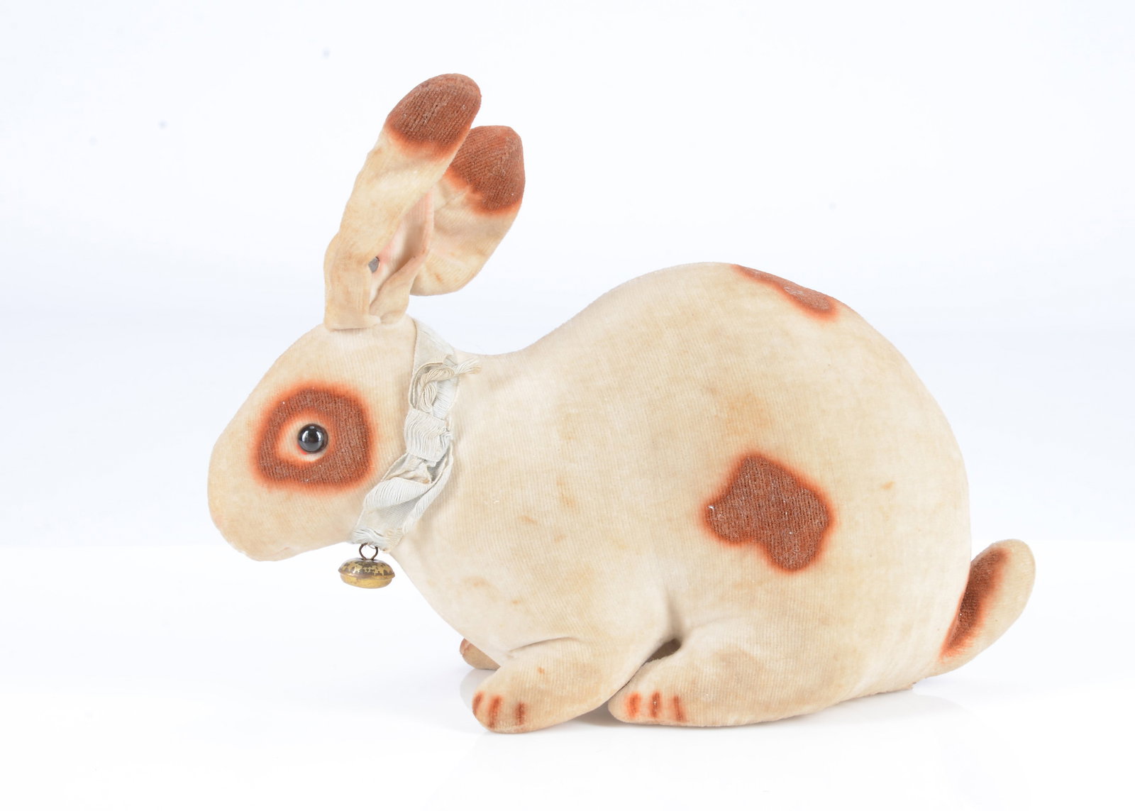 A fine Steiff velvet rabbit rattle, circa 1908, (1 of 3)